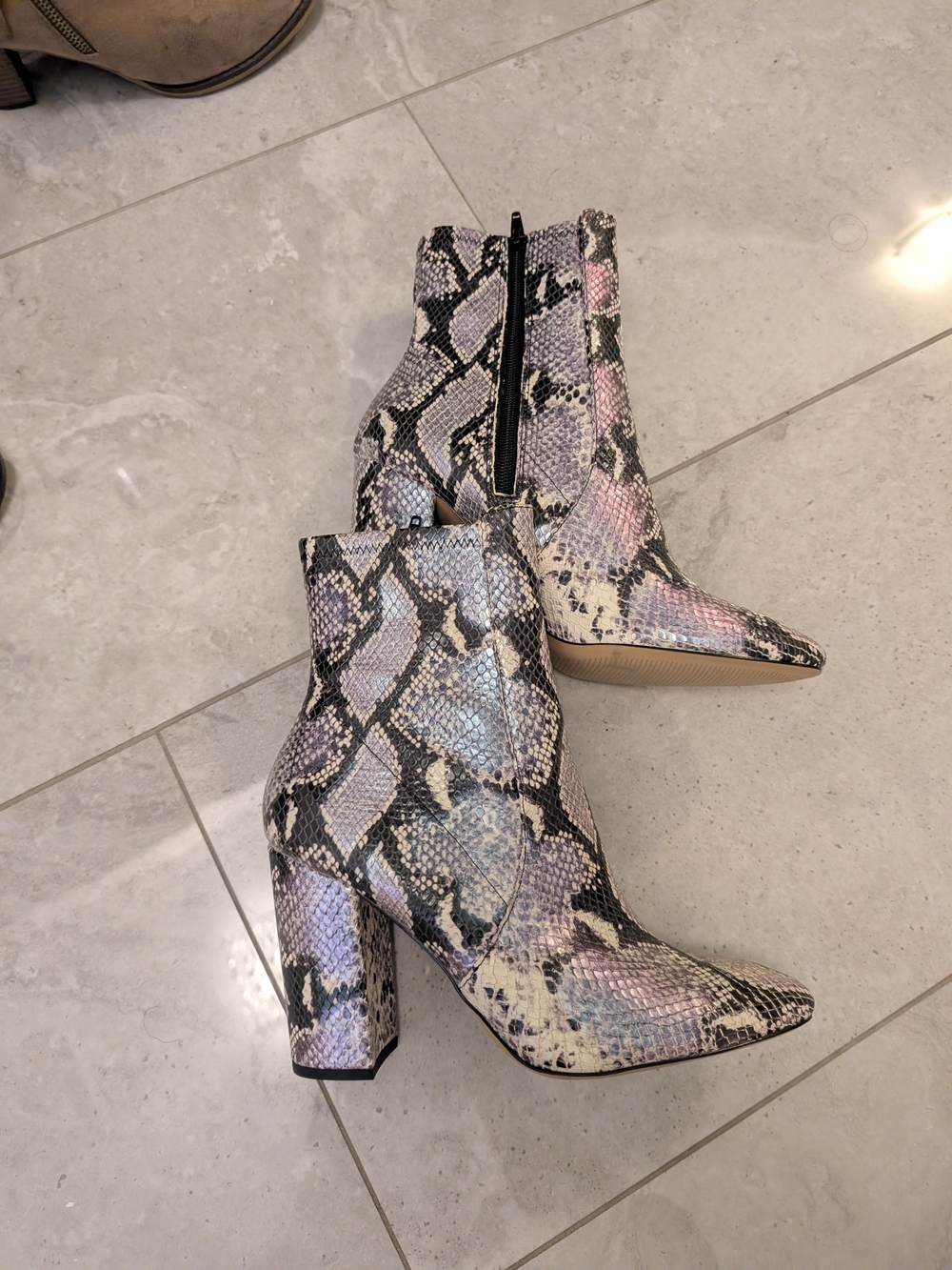 Aldo Aurella Women’s Snake-Print Block Heel Ankle Boots